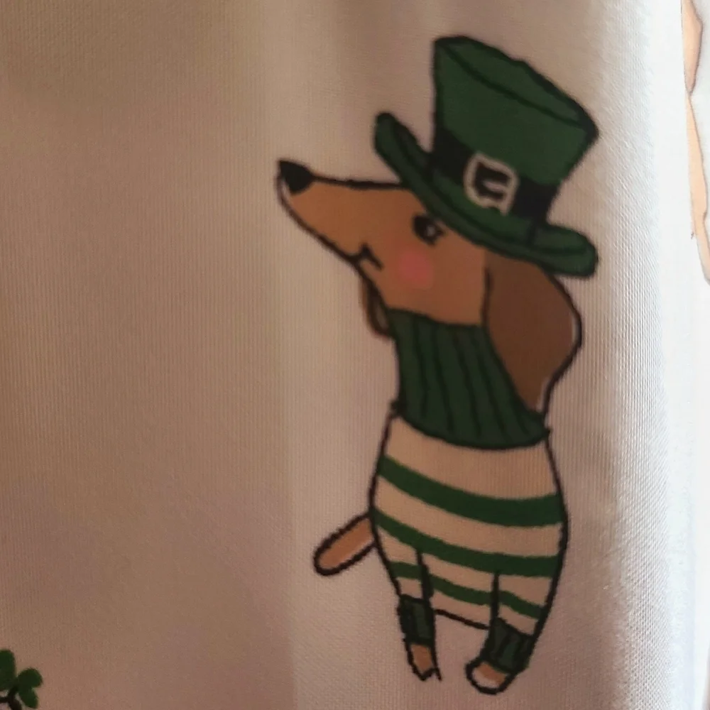 St Patricks Day Dachshund DOG Weiner Doxie Lucky Clover Queen Bed Sheet Set New